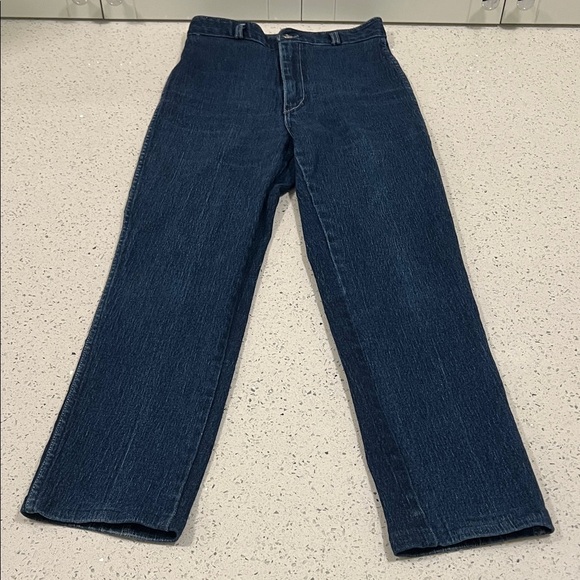 Vintage 1970s VISA Cotton Super High Rise Straight Leg Blue Denim Jeans Size 26 - Picture 2 of 12